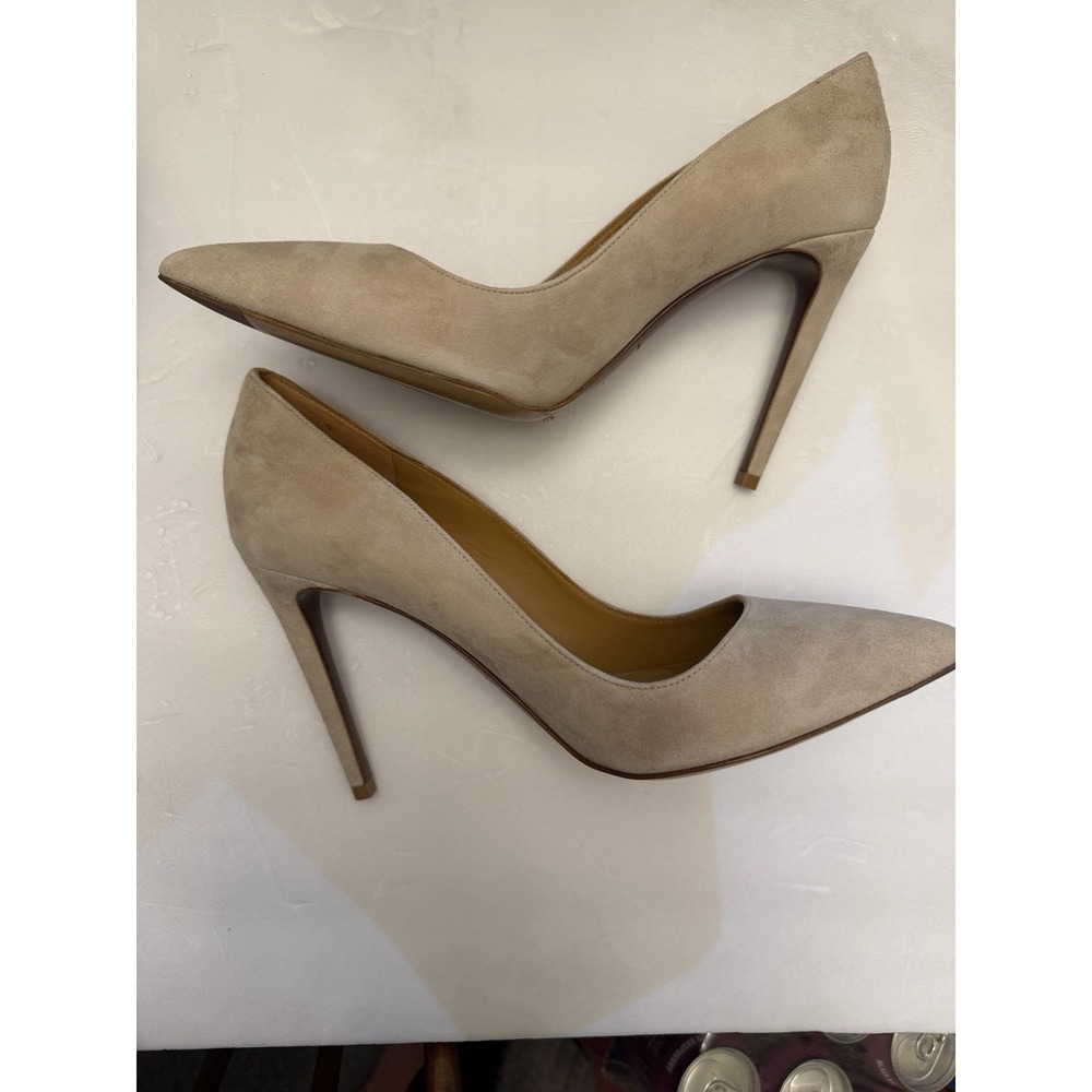 Ralph Lauren Celia Goat Suede Pumps 7  Beige Purple Label  Womens 37.5 Shoes New - Picture 5 of 12